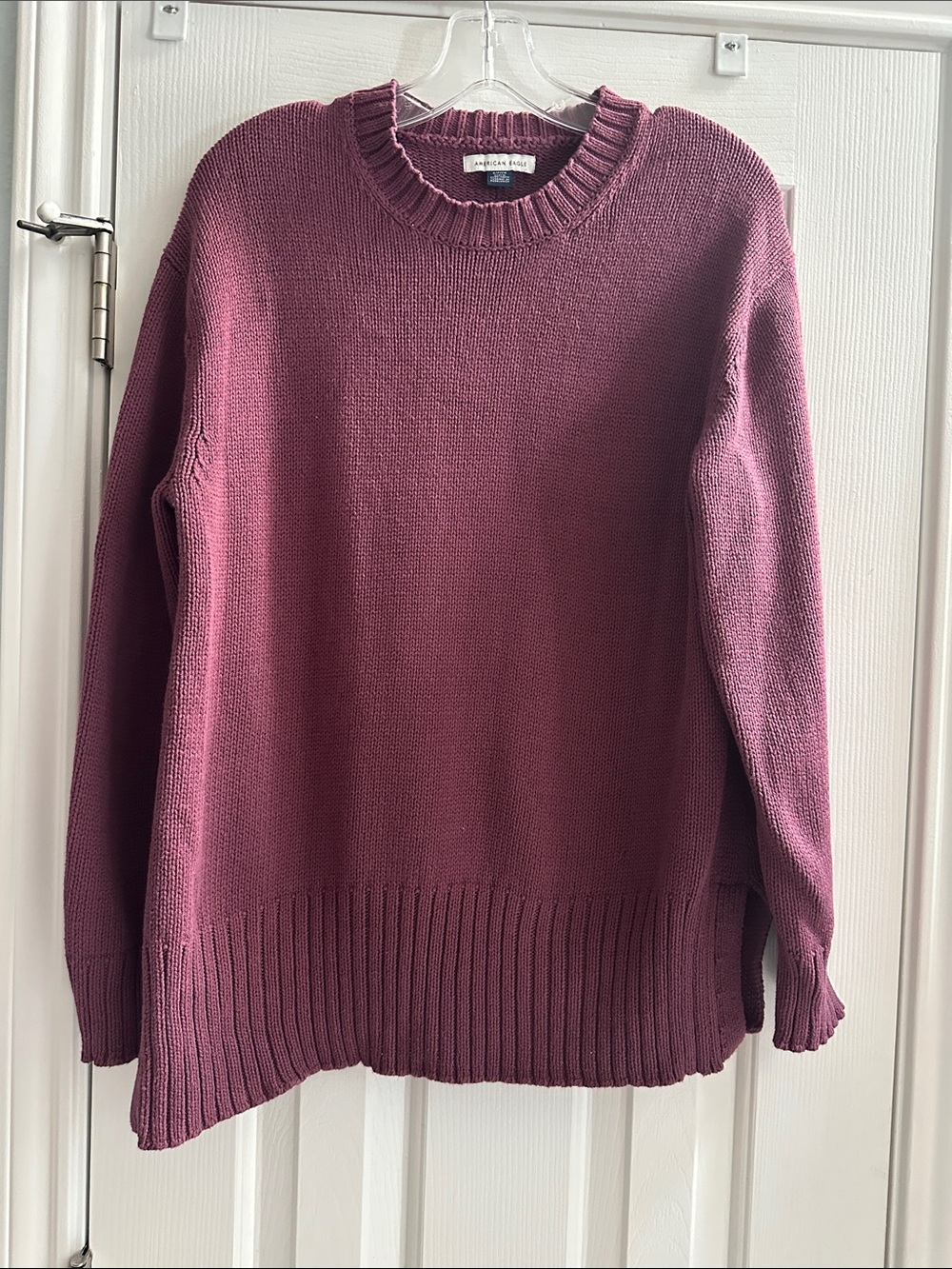 American Eagle Outfitters Crewneck Sweater Burgundy Women’s S Chunky Academia